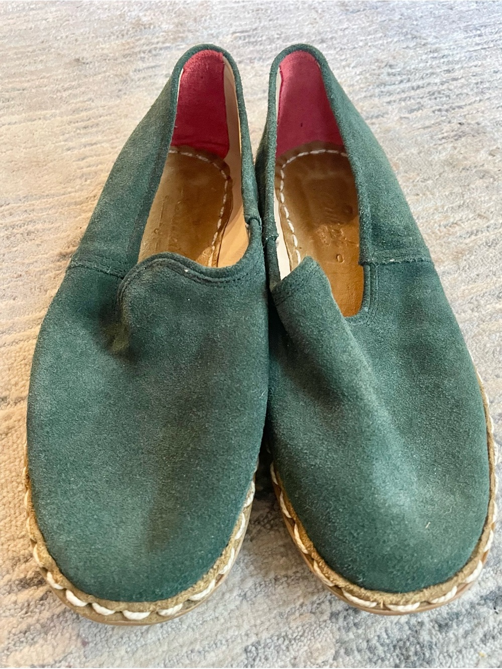 Sabah Loafer Street Walker Shoes Green Leather Suede Sz EU 40 US 9/9.5- EUC